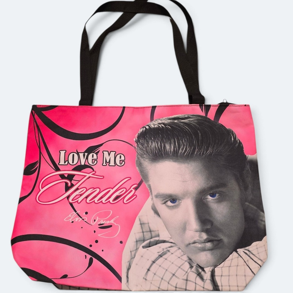 Elvis Presley Love Me Tender Pink Tote Bag Music Memorabilia Shoulder Bag Large